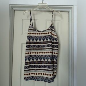 SHEIN White Brown Blue Aztec Print Spaghetti Strap Camisole